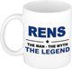 Bellatio Decorations Rens cadeau mok - man myth legend - naam koffiemok / beker - wit en blauw - 300 ml - verjaardag