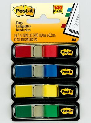 Post-it Flags - Primary Colors - 1/2 in Wide - 4 x 35 Flags