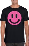 Bellatio Decorations T-shirt Heren - Smile / Emoticon - Zwart - Maat S