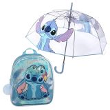 Cerda Stitch Sac à dos enfant Fantasy et parapluie transparent coupe-vent avec ouverture manuelle et haute résistance au vent Stitch