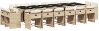 vidaXL 17-delige Tuinset met kussens poly rattan beige