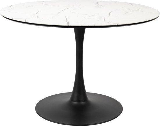 Housecraft Living Maru Eettafel - Marmerlook - Rond - 110 cm - Wit