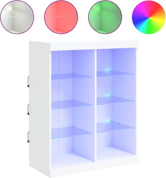 vidaXL Dressoir met LED-verlichting 81x37x100 cm wit