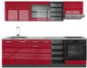 Vicco R-Line Unité de cuisine complète – 240 cm, marbre WB rouge laqué/anthracite