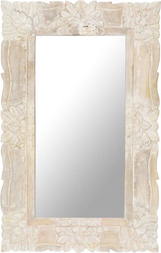 vidaXL Spiegel 80x50 cm massief mangohout wit
