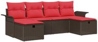 vidaXL - Tuinbank - Set - 2 zitplekken - Bruin - Polyrattan
