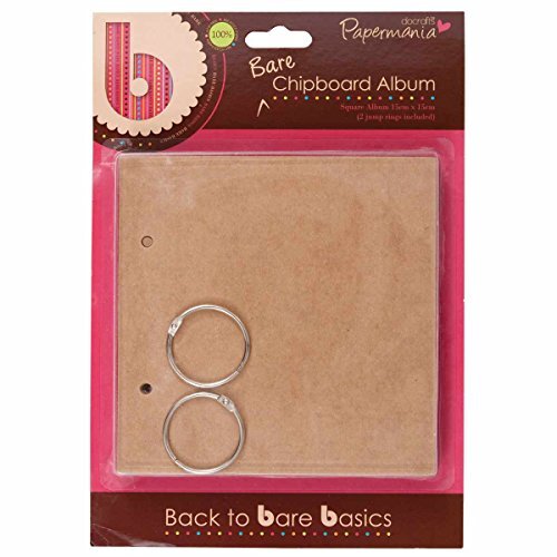 Papermania 15 x 15 cm 6-delige Bare Basics Chipboard Album Vierkant, Bruin