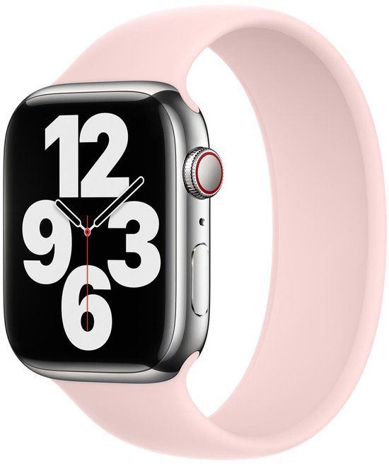 Apple Siliconen solobandje voor de Apple Watch | 44/45/46/49 mm - Maat 3 - Chalk Pink