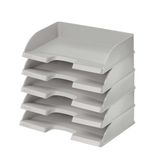 Leitz Plus 52180085 Brievenbak, horizontaal formaat, 5 stuks, grijs
