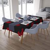 Bonamaison Tafelkleed, Anti-Mold, Sneldrogend, Waterdicht, 100% Polyester Tafellaken, rood Zwart, 140 x 200 Cm