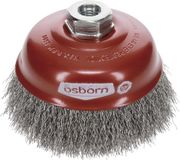 Osborn Potborstel voor haakse slijper 230 mm, potborstel D125 mm schroefdraad M14x2,0 gegolfd staaldraad 0,30 mm TÜV getest, rood, 2613165