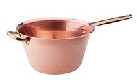 Pentole Agnelli ALCU16522 Gladde koperen ketel voor Polenta zonder vertining met buisgreep en messing handgreep, 22 cm