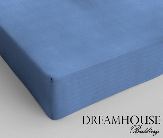 Dreamhouse - Hoeslaken - Katoen - Eenpersoons - 90x200 cm - Blauw