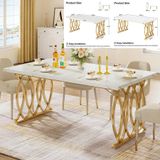 Table à manger blanc-or 02