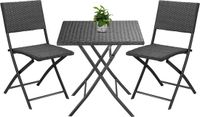 Casaria Polyrattan Tuinset 3 delig – Inklapbaar/Weerbestendig – Zwart