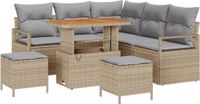 vidaXL Tuinbankset, 8-delig, Beige, Polyrotan