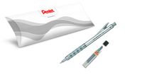 Pentel GraphGear PG1015-A, technisch vulpotlood voor metalen behuizing 0,5 mm + 1 x Hi-Polymer Super C505-HB etui met 12 vullingen, PG1015-A/C505-HB