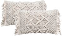 Atmosphera Sierkussen Macrame Ibiza voor binnen - 2x - ivoor wit - 30 x 50 cm - katoen/polyester