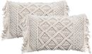 Atmosphera Sierkussen Macrame Ibiza voor binnen - 2x - ivoor wit - 30 x 50 cm - katoen/polyester