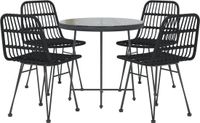 vidaXL 5-delige Tuinset poly rattan zwart