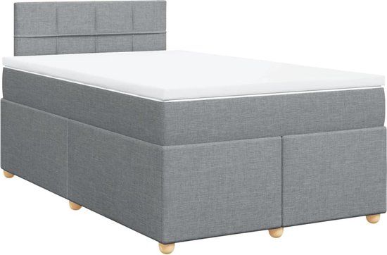 vidaXL Boxspring met matras stof lichtgrijs 120x200 cm