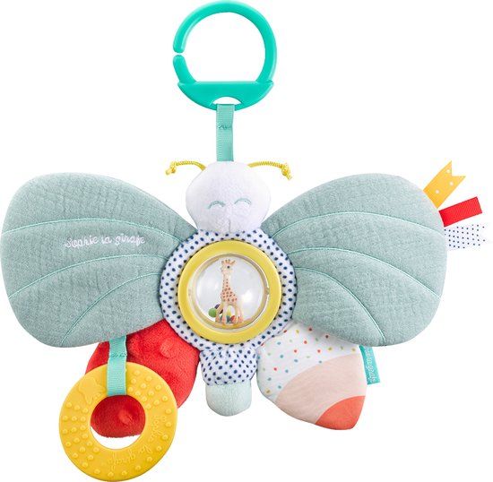 Sophie de giraf Activiteitenvlinder – Zintuiglijk Babyspeelgoed met Bijtring, Rammelaar & Verschillende Texturen – Vanaf 3 Maanden