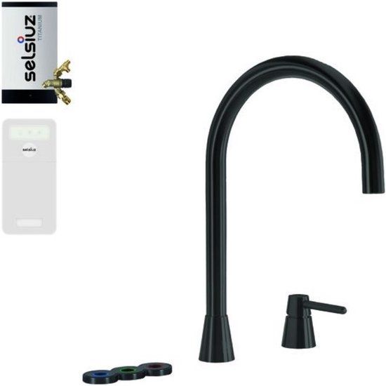 Selsiuz kranen Selsiuz Osiris Cone Counter 5-in-1 Gun Metal Zwart RVS Combi Boiler & Cooler