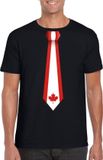 Bellatio Decorations Shoppartners Bv Zwart t-shirt met Canadeese vlag stropdas heren - Canada supporter XL