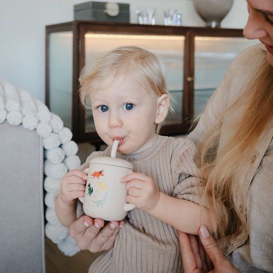 Mushie Training Drinkbeker met Rietje Dino