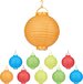 Relaxdays LED Lampions - 10 stuks - Ø 20 cm - Papier - Kleurrijk - Op Batterijen