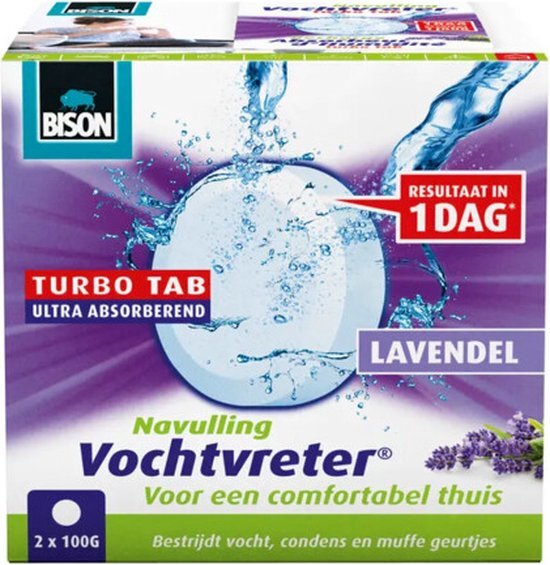 Bison VochtvreterÂ® Ambiance Turbo Tab navulling 2 x 100 g met lavendelgeur