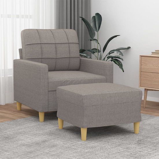 vidaXL Fauteuil met voetenbank 60 cm stof taupe