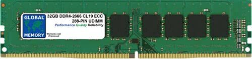 GLOBAL MEMORY 32GB DDR4 2666MHz PC4-21300 288-PIN ECC DIMM (UDIMM) Geheugenraam voor Servers/Werkstations/Moederborden