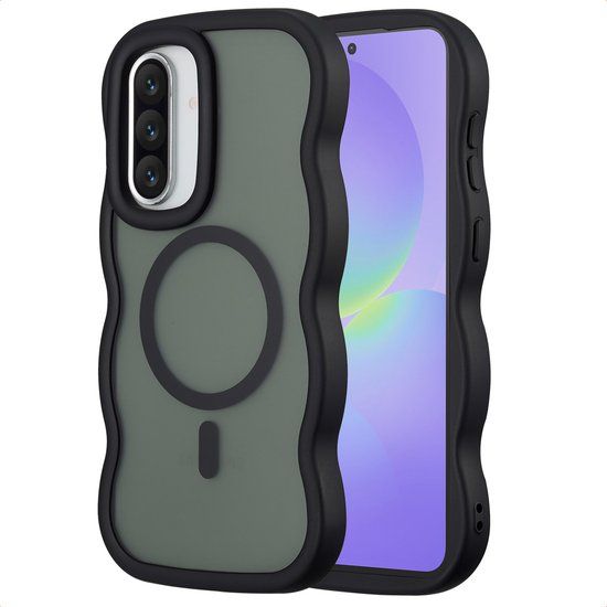Selencia Wavy Case - Golvend Hoesje geschikt voor Samsung Galaxy A36 / A56 (5G) - Zwart