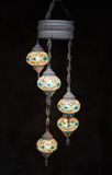 Halay Hanglamp multicolour blauw zilver glas mozaïek 5 bollen Turkse Oosterse Crèmewit Marokkaanse kroonluchter