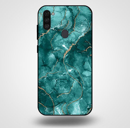 Smartphonica Samsung Galaxy A11 Marble Case - Gold Green TPU Back Cover