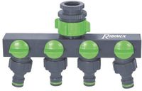 Ribimex Waterverdeler voor de tuinkraan, 3/4" en 1", 3/4" en 1/2", 4 uitgangen