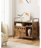 Merkloos Kattenhuis kattenbak kast - Mid-Century - Rustiek bruin met mat zwart - Antislip poten en krabmat - Voor binnen