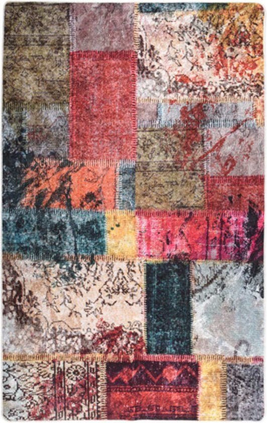 vidaXL Vloerkleed wasbaar patchwork 160x230 cm meerkleurig