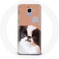 Maniacase Hoesje voor Samsung Galaxy J6 2018 Japanse Spaniël zwart-wit hondenras