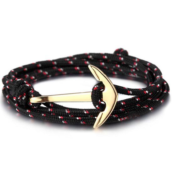 LGT JWLS Anker armband Goudkleurig met polyester koord