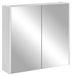 3xE living Armoire de toilette Elegance, blanc, 84,6 cm | Murale, 2 portes miroir, 2 étagères, fermeture amortie, sans poignée, 2 panneaux MDF, 84,6 x 14 x 57 cm