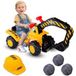 Coast Pelleuse pour enfants avec rangement intégré, klaxon, pierre et casque inclus, jaune, 89 x 44.5 x 30.5cm