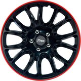 J-Tec Hero GTR 15 inch Wieldoppen - Zwart/Rode Rand (4-Delig)