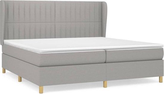 vidaXL Boxspring met matras stof lichtgrijs 200x200 cm