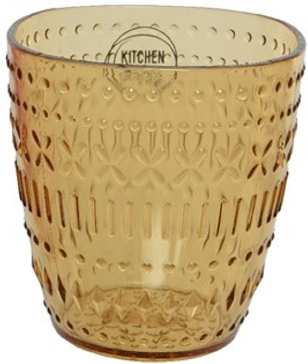 Decoris drinkglas/mok - kunststof - 250 ml - geel