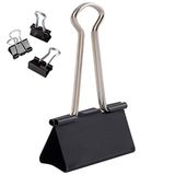 D.RECT Metalen Foldback Clips Verpakking 12 Stuks, 51mm Zwart Multifunctionele Clips, Metalen Binder Clips voor: Notities, Briefpapier Paperclips