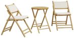 vidaXL Bistroset 3-delig Pliant avec Coussins Bambou Crème Blanc