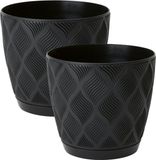Form Plastic Pot de fleurs New Age - 2 pièces - plastique - noir - D19 x H17 cm