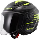 LS2 OF616 Airflow II Brush Zwart Neon Geel Jethelm - Maat XXXL